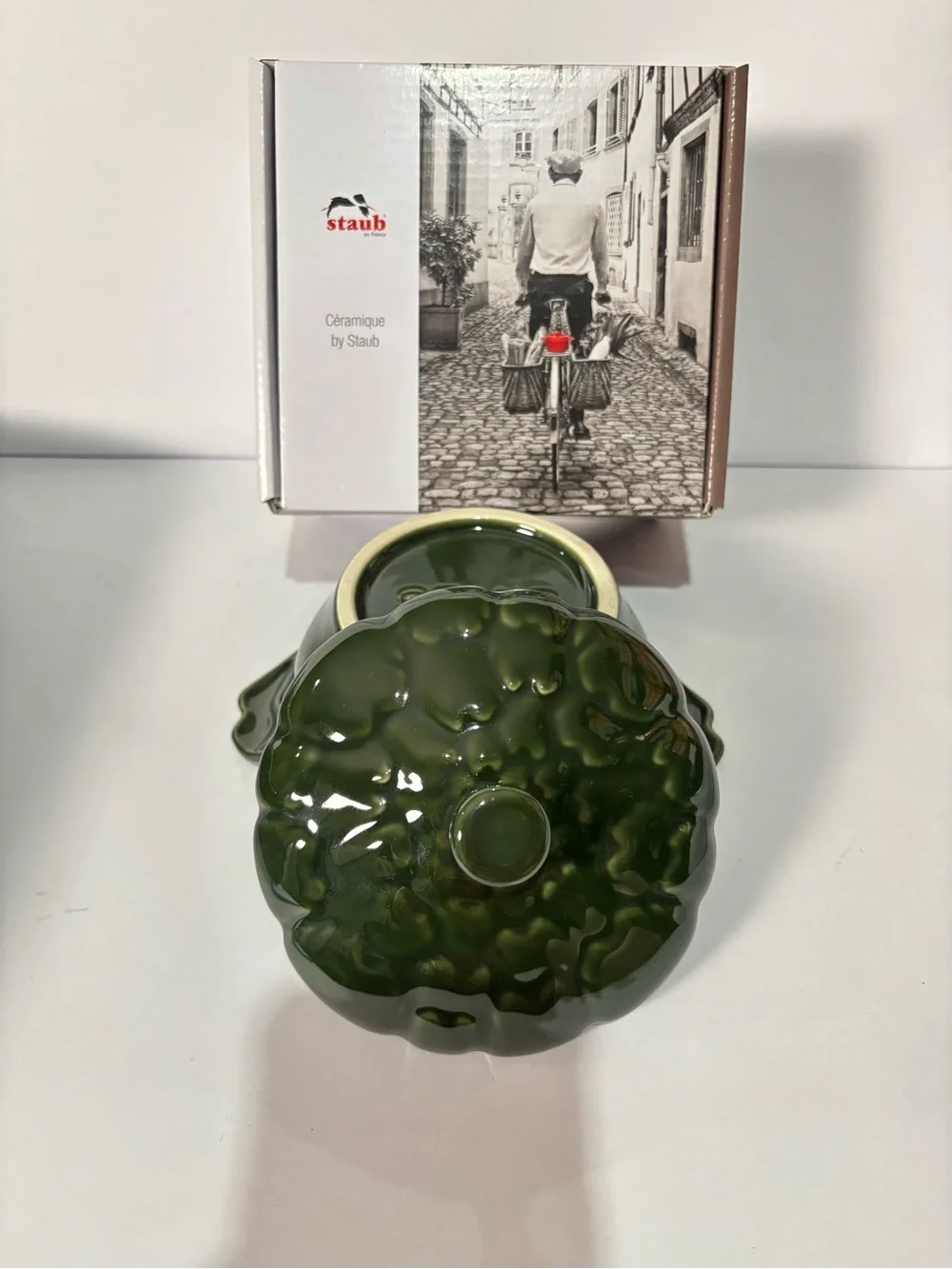 Staub Dark Green Artichaut Ceramic Cocotte